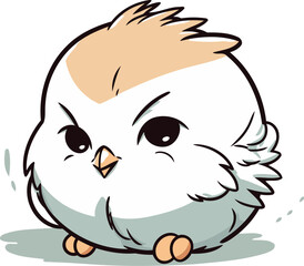 Cute cartoon owl isolated on a white background. Vector illustration.