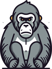Gorilla icon. Vector illustration of a gorilla isolated on white background.