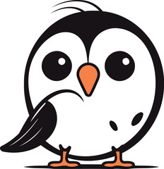 Cute cartoon penguin. Vector illustration isolated on white background.