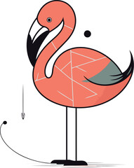 Flamingo. Vector illustration. Isolated on white background.