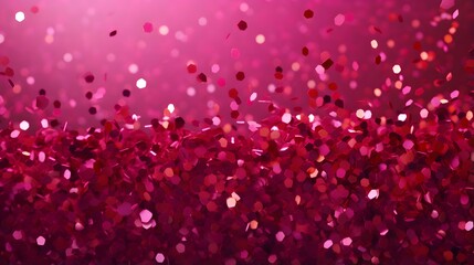 Background of Confetti Sprinkles in Magenta Colors. Festive Template for Holidays and Celebrations