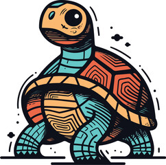 Tortoise. Vector illustration of a turtle isolated on a white background.