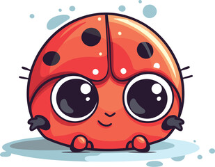 Cute cartoon ladybug isolated on white background. Vector illustration.