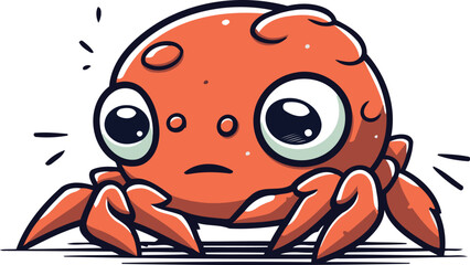 Cute cartoon crab. Vector illustration. Isolated on white background.