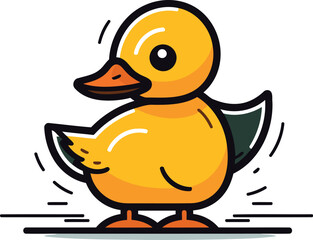 Duckling icon. Cute cartoon duckling. Vector illustration.