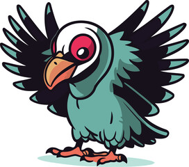 Vector Illustration of a Cute Blue Pigeon Cartoon Character
