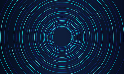Abstract circle line pattern spin blue green light isolated on black background. Modern graphic design element lines style concept for concept of music, technology, digital