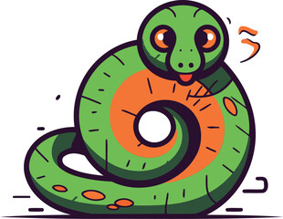 Cute cartoon snake. Vector illustration. Isolated on white background.