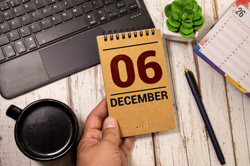 December 6. Date of December month. Number Cube
