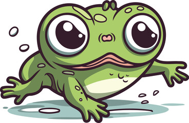 Cute cartoon frog isolated on a white background. Vector illustration.