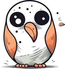 Vector illustration of cute cartoon owl. Isolated on white background.