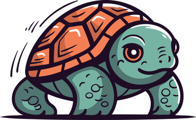 Cute cartoon turtle isolated on a white background. Vector illustration.