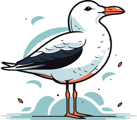 Seagull. Vector illustration of a seagull on white background.