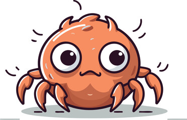 Cute cartoon crab character. Vector illustration isolated on white background.