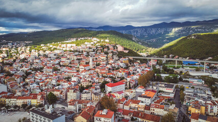 Crikvenica, small coastal town, drone, Croatia