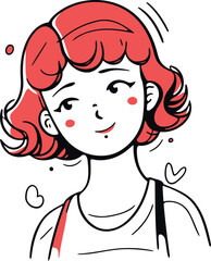 Vector illustration of a red haired woman with a smile on her face.