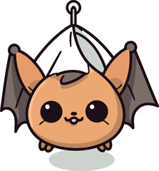 Cute Bat Cartoon Mascot Character Vector Illustration Design.