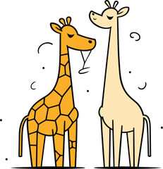 Giraffe and giraffe in flat style. Vector illustration.