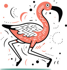 Flamingo. Hand drawn vector illustration in doodle style.