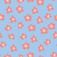 Obraz premium Floral vintage seamless pattern. Hippie flower power retro textile print. Groovy botanical wallpaper