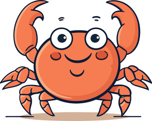 Cute cartoon crab character. Vector illustration isolated on white background.