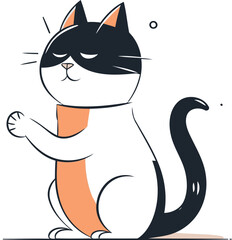 Cute cartoon cat. Vector illustration. Isolated on white background.