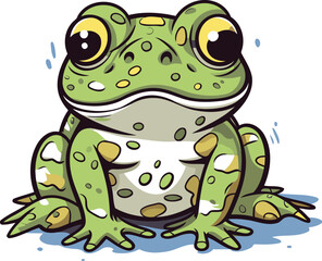 Cute cartoon frog isolated on a white background. Vector illustration.
