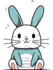 Cute cartoon rabbit. Vector illustration of a cute bunny on a white background.