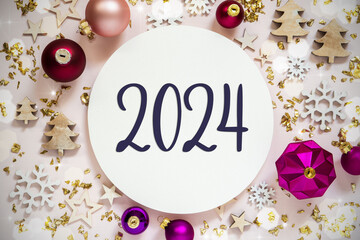 Fototapeta na wymiar Purple And Festive Christmas Background With Text 2024