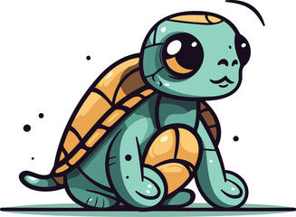 Cute cartoon turtle. Vector illustration isolated on a white background.