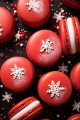Christmas dessert idea, delicious red macarons on a platter, sweet xmas celebration gift