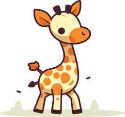 Cute cartoon giraffe. Vector illustration isolated on white background.