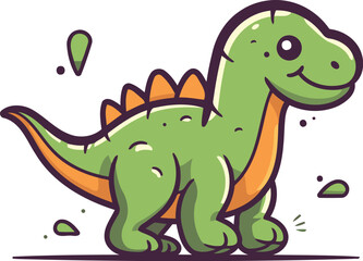 Cute dinosaur vector illustration. Isolated on white background. Vector illustration.