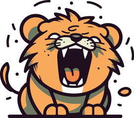 Angry cartoon tiger. Vector illustration isolated on a white background.