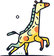 Cartoon giraffe. Vector illustration of a funny animal. Isolated on white background.