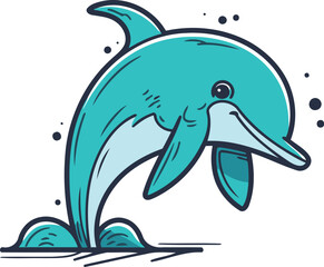Dolphin icon. Hand drawn vector illustration in doodle style.
