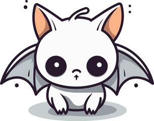 Cute cartoon bat. Vector illustration. Isolated on white background.