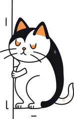 Cute cat standing on the wall. Vector illustration in flat style.