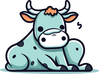 Cute cartoon cow. Vector illustration. Isolated on white background.