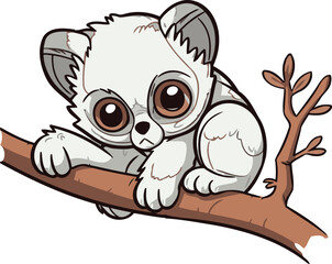 Cute koala sitting on a tree branch. Vector illustration.