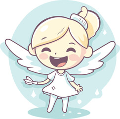 Cute little angel girl vector illustration. Cartoon style. Vector illustration.
