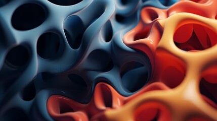 3d image of abstract 3d shapes morphing, felt texture, low depth of field, high angle