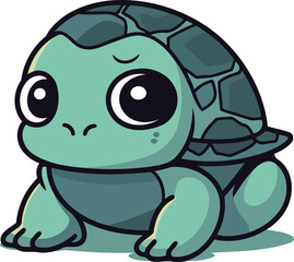 Cute cartoon turtle. Vector illustration of a cute little turtle.