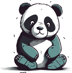 Vector illustration of a cute panda sitting on a white background.