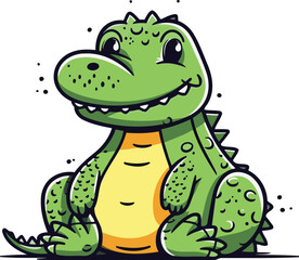 Fototapeta premium Cute cartoon crocodile. Vector illustration isolated on white background.
