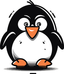 Cute penguin isolated on a white background. Vector illustration.