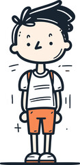 Boy with short sleeve t shirt and shorts. Vector illustration.