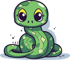 Cute cartoon snake. Vector illustration isolated on a white background.