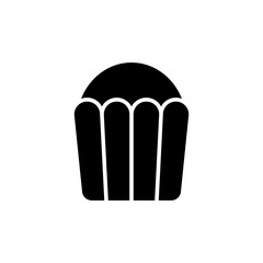 Simple and flat Illustration of cupcake icon or symbol in black colour for bakery, chef, etc. isolated on white background