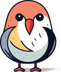 Cute cartoon bird. Vector illustration in flat style. Isolated on white background.